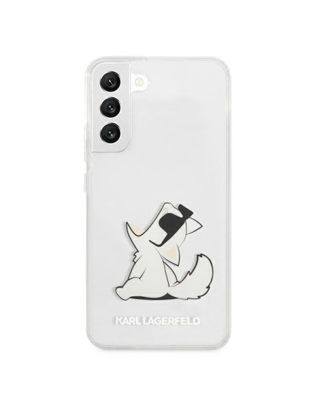 Karl Lagerfeld Choupette Eat dėklas, skirtas Samsung Galaxy S22+ - skaidrus Karl Lagerfeld Choupette Eat dėklas, skirtas Samsung Galaxy S22+ - skaidrus