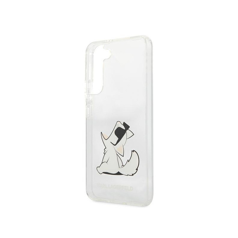 Karl Lagerfeld Choupette Eat dėklas, skirtas Samsung Galaxy S22+ - skaidrus