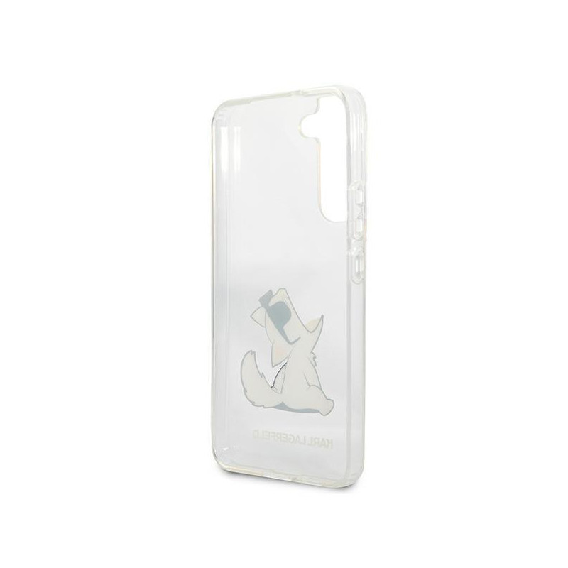 Karl Lagerfeld Choupette Eat dėklas, skirtas Samsung Galaxy S22+ - skaidrus