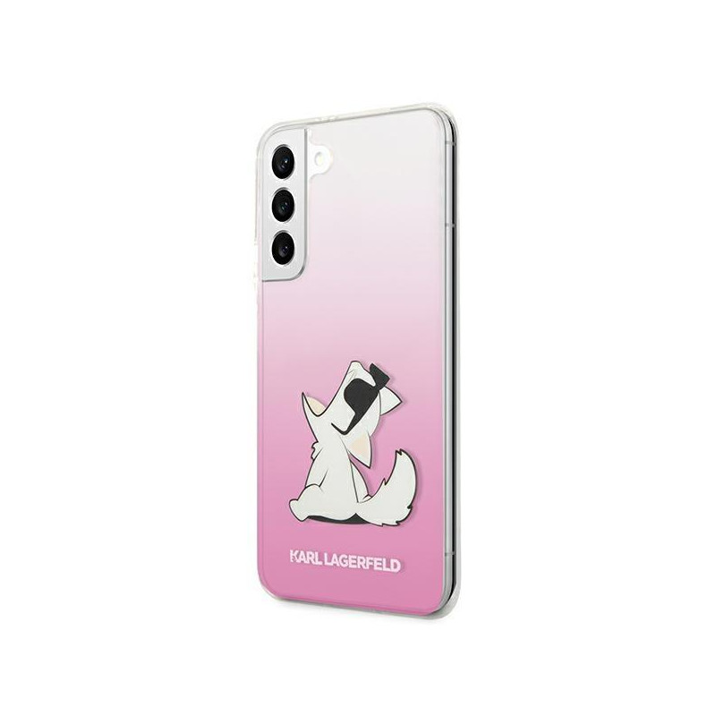 Karl Lagerfeld Choupette Eat dėklas, skirtas Samsung Galaxy S22+ - rožinis