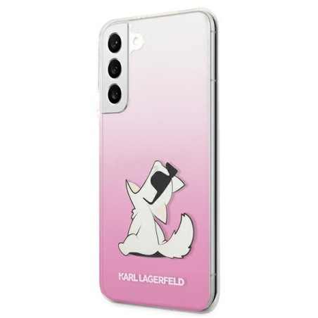 Karl Lagerfeld Choupette Eat dėklas, skirtas Samsung Galaxy S22+ - rožinis