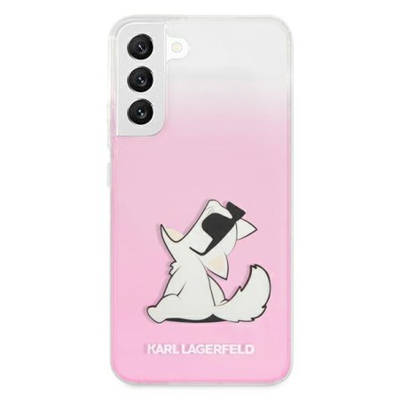 Karl Lagerfeld Choupette Eat dėklas, skirtas Samsung Galaxy S22+ - rožinis