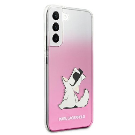 Karl Lagerfeld Choupette Eat dėklas, skirtas Samsung Galaxy S22+ - rožinis