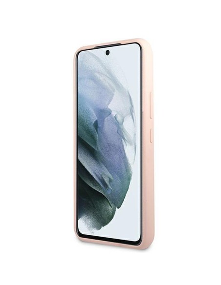 Karl Lagerfeld Silicone Ikonik Karl&Choupette dėklas, skirtas Samsung Galaxy S22+ - šviesiai rožinis