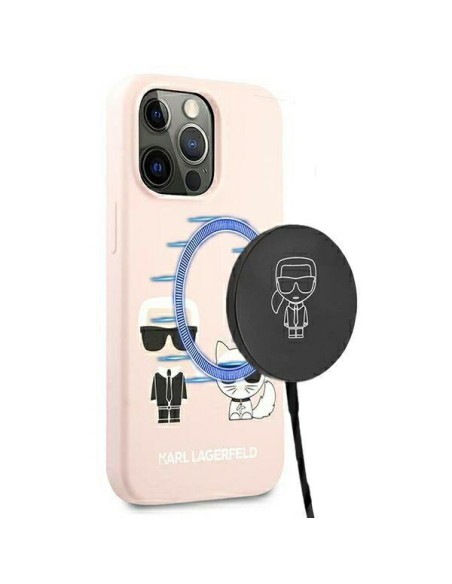 Karl Lagerfeld Silicone Ikonik Karl&Choupette MagSafe dėklas, skirtas iPhone 13 Pro / iPhone 13 - šviesiai rožinis Karl Lagerfeld Silicone Ikonik Karl&Choupette MagSafe dėklas, skirtas iPhone 13 Pro / iPhone 13 - šviesiai rožinis