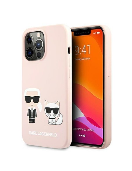 Karl Lagerfeld Silicone Ikonik Karl&Choupette MagSafe dėklas, skirtas iPhone 13 Pro / iPhone 13 - šviesiai rožinis Karl Lagerfeld Silicone Ikonik Karl&Choupette MagSafe dėklas, skirtas iPhone 13 Pro / iPhone 13 - šviesiai rožinis