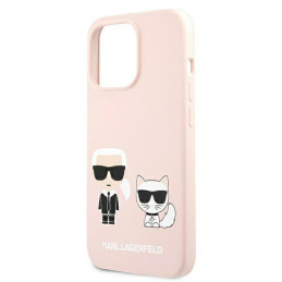 Karl Lagerfeld Silicone Ikonik Karl&Choupette MagSafe dėklas iPhone 13 Pro Max - šviesiai rožinis