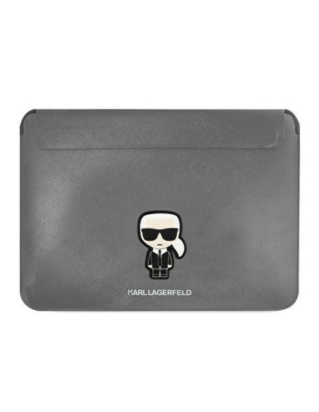 Karl Lagerfeld Saffiano Ikonik Karl dėklas 13-14" nešiojamam kompiuteriui – sidabrinis Karl Lagerfeld Saffiano Ikonik Karl dėklas 13-14" nešiojamam kompiuteriui – sidabrinis