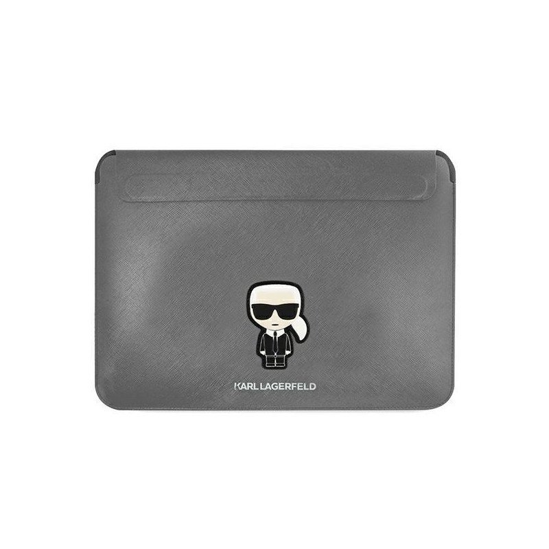 Karl Lagerfeld Saffiano Ikonik Karl dėklas 16" nešiojamam kompiuteriui – sidabrinis Karl Lagerfeld Saffiano Ikonik Karl dėklas 16" nešiojamam kompiuteriui – sidabrinis