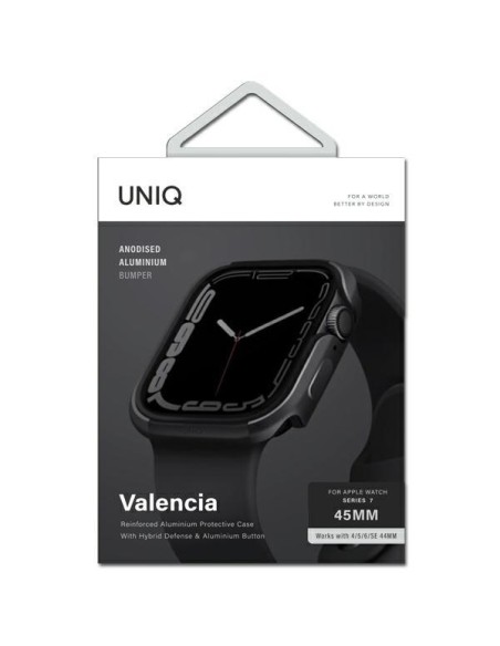 UNIQ dėklas Valencia Apple Watch Series 4/ 5/ 6/ 7/ 8/ SE/ SE2 45/ 44mm. grafitas/ grafitas UNIQ dėklas Valencia Apple Watch Series 4/ 5/ 6/ 7/ 8/ SE/ SE2 45/ 44mm. grafitas/ grafitas