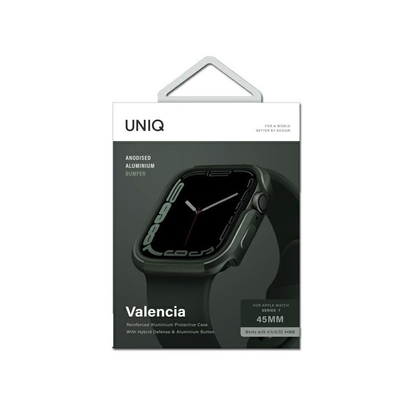 UNIQ Valencia dėklas, skirtas Apple Watch 4/ 5/ 6/ 7/ 8/ SE/ SE2 45/ 44mm – žalias