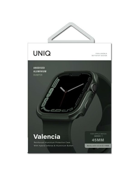 UNIQ Valencia dėklas, skirtas Apple Watch 4/ 5/ 6/ 7/ 8/ SE/ SE2 45/ 44mm – žalias UNIQ Valencia dėklas, skirtas Apple Watch 4/ 5/ 6/ 7/ 8/ SE/ SE2 45/ 44mm – žalias