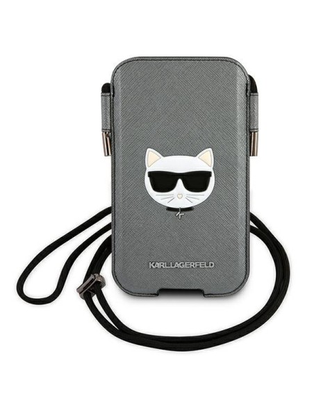 Karl Lagerfeld Saffiano Ikonik Choupette Head 6,7& 39 & 39 rankinė - pilka Karl Lagerfeld Saffiano Ikonik Choupette Head 6,7& 39 & 39 rankinė - pilka