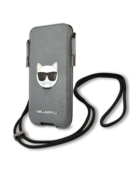Karl Lagerfeld Saffiano Ikonik Choupette Head 6,7& 39 & 39 rankinė - pilka Karl Lagerfeld Saffiano Ikonik Choupette Head 6,7& 39 & 39 rankinė - pilka