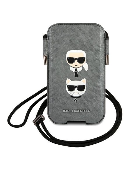 Karl Lagerfeld Saffiano Ikonik Karl&Choupette Head 6.1& 39 & 39 rankinė - pilka Karl Lagerfeld Saffiano Ikonik Karl&Choupette Head 6.1& 39 & 39 rankinė - pilka