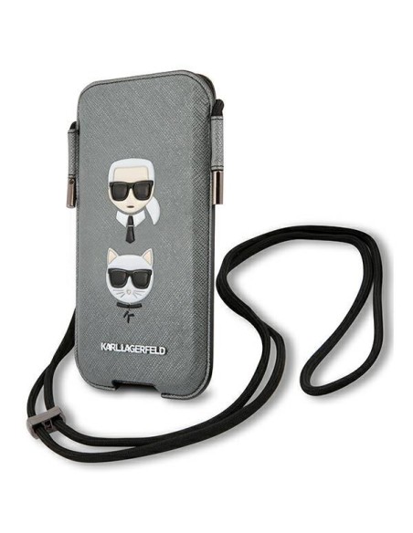 Karl Lagerfeld Saffiano Ikonik Karl&Choupette Head 6.1& 39 & 39 rankinė - pilka Karl Lagerfeld Saffiano Ikonik Karl&Choupette Head 6.1& 39 & 39 rankinė - pilka