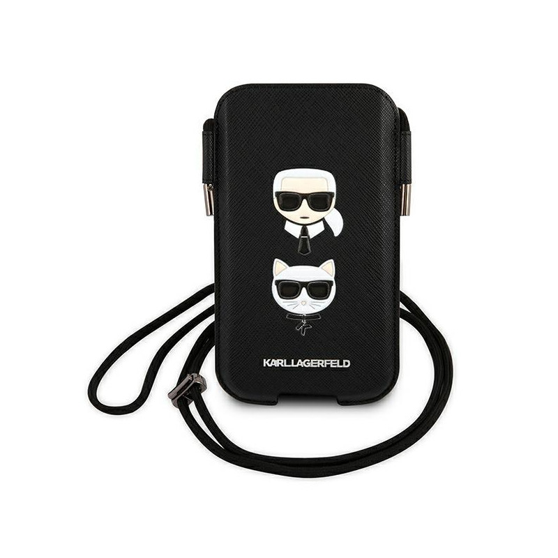 Karl Lagerfeld Saffiano Ikonik Karl&Choupette Head 6.1& 39 & 39 rankinė - juoda