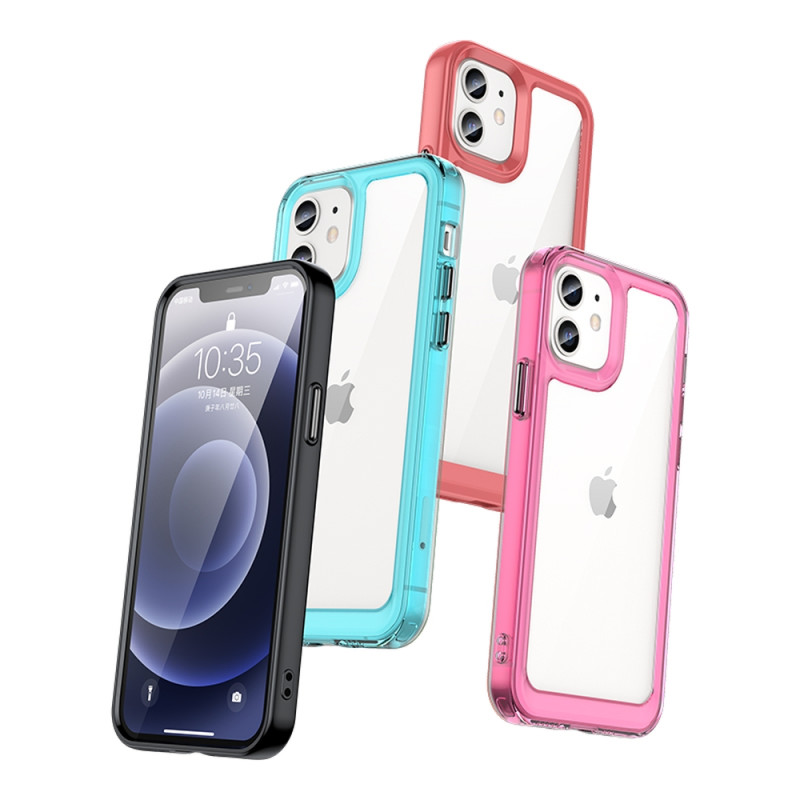 Outer Space Case dėklas skirtas iPhone 12, kietas dangtelis su gelio rėmeliu, mėlynas