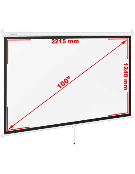 Pusiau automatinis projektoriaus ekranas sieninės lubos matinės baltos 100'' 229,5x145 cm 16:9 Pusiau automatinis projektoriaus ekranas sieninės lubos matinės baltos 100'' 229,5x145 cm 16:9