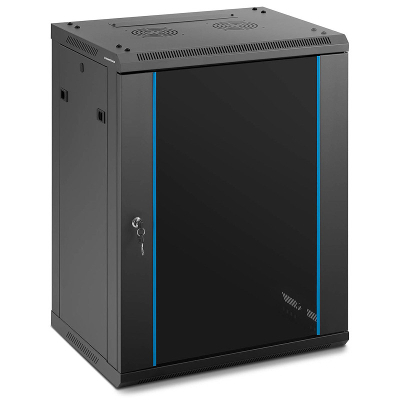 19'' 15U IP20 pakabinamas serveris RACK spinta iki 60 kg 60x45x87 cm JUODA