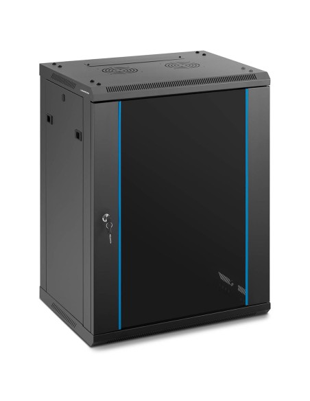 19'' 15U IP20 pakabinamas serveris RACK spinta iki 60 kg 60x45x87 cm JUODA