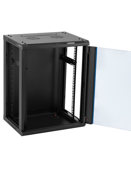 19'' 15U IP20 pakabinamas serveris RACK spinta iki 60 kg 60x45x87 cm JUODA