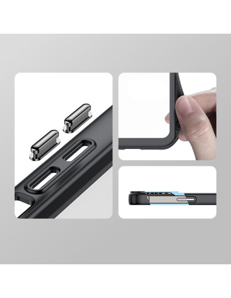 Outer Space Case dėklas skirtas iPhone 13 Pro Max, kietas dangtelis su gelio rėmeliu, raudonas