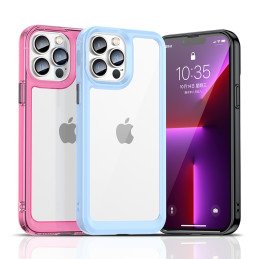 Outer Space Case dėklas skirtas iPhone 13 Pro Max, kietas dangtelis su gelio rėmeliu, raudonas