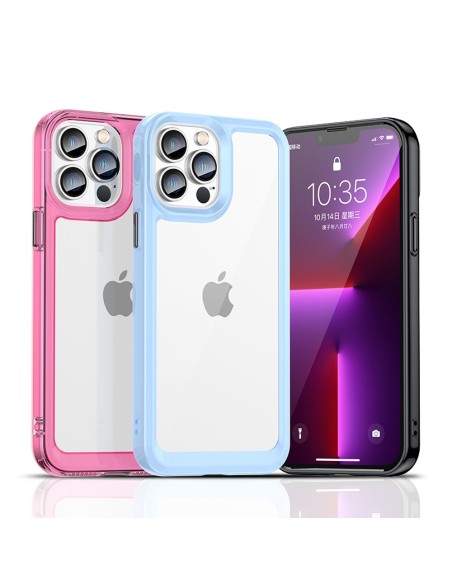 Outer Space Case dėklas skirtas iPhone 13 Pro Max, kietas dangtelis su gelio rėmeliu, raudonas