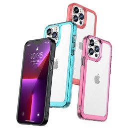 Outer Space Case dėklas skirtas iPhone 13 Pro Max, kietas dangtelis su gelio rėmeliu, raudonas