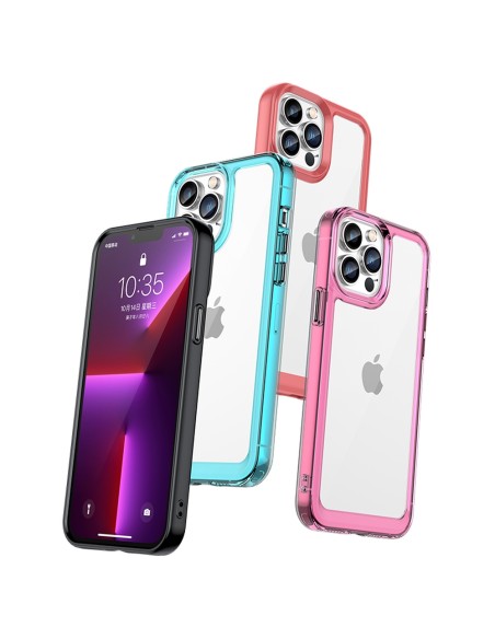 Outer Space Case dėklas skirtas iPhone 13 Pro Max, kietas dangtelis su gelio rėmeliu, raudonas