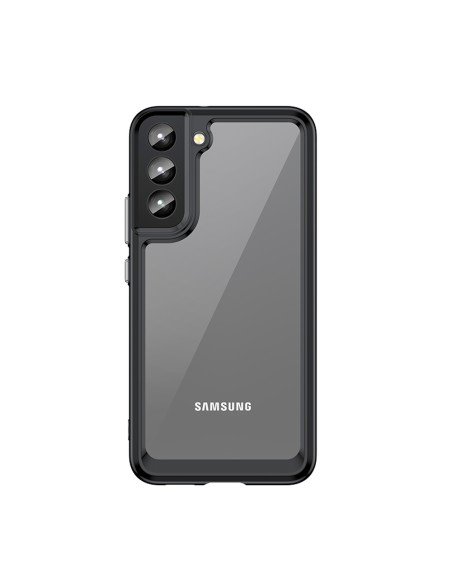 „Outer Space Case“ dėklas, skirtas Samsung Galaxy S22+ (S22 Plus) kietu dangteliu su gelio rėmeliu juodu