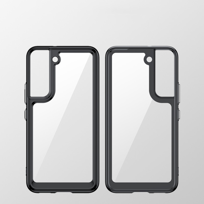 „Outer Space Case“ dėklas, skirtas Samsung Galaxy S22+ (S22 Plus) kietu dangteliu su gelio rėmeliu juodu