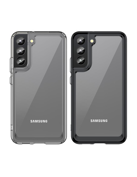 „Outer Space Case“ dėklas, skirtas Samsung Galaxy S22+ (S22 Plus) kietu dangteliu su gelio rėmeliu juodu