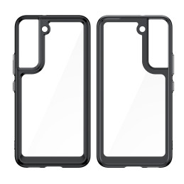 „Outer Space Case“ dėklas, skirtas Samsung Galaxy S22+ (S22 Plus) kietu dangteliu su gelio rėmeliu juodu