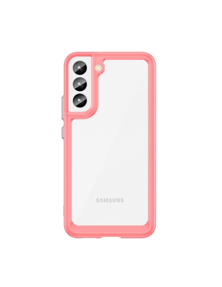 „Outer Space Case“ dėklas, skirtas Samsung Galaxy S22+ (S22 Plus) kietu dangteliu su gelio rėmeliu raudonu