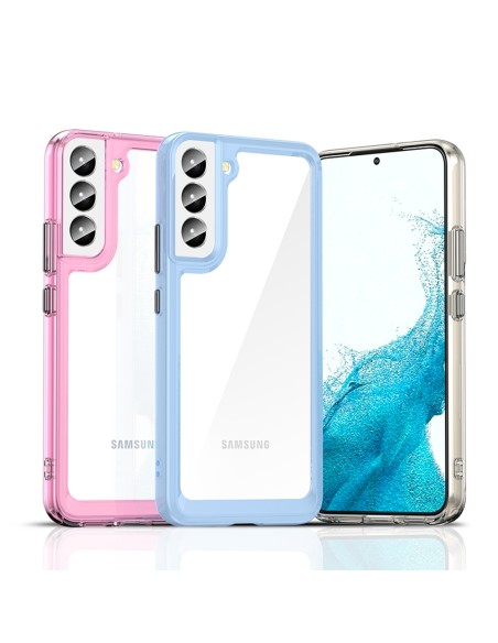 „Outer Space Case“ dėklas, skirtas Samsung Galaxy S22+ (S22 Plus) kietu dangteliu su gelio rėmeliu raudonu