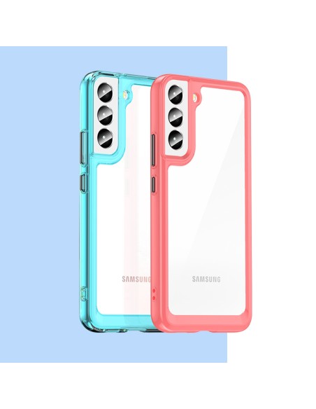 „Outer Space Case“ dėklas, skirtas Samsung Galaxy S22+ (S22 Plus) kietu dangteliu su gelio rėmeliu raudonu