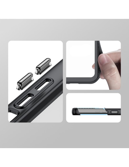 „Oper Space Case“ dėklas, skirtas Samsung Galaxy S22+ (S22 Plus) kietu dangteliu su permatomu gelio rėmeliu