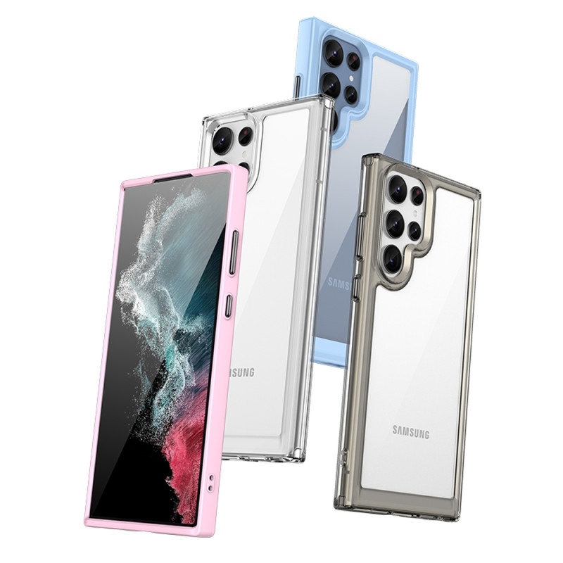 Outer Space Case dėklas, skirtas Samsung Galaxy S22 Ultra standus dangtelis su gelio rėmeliu, raudonas