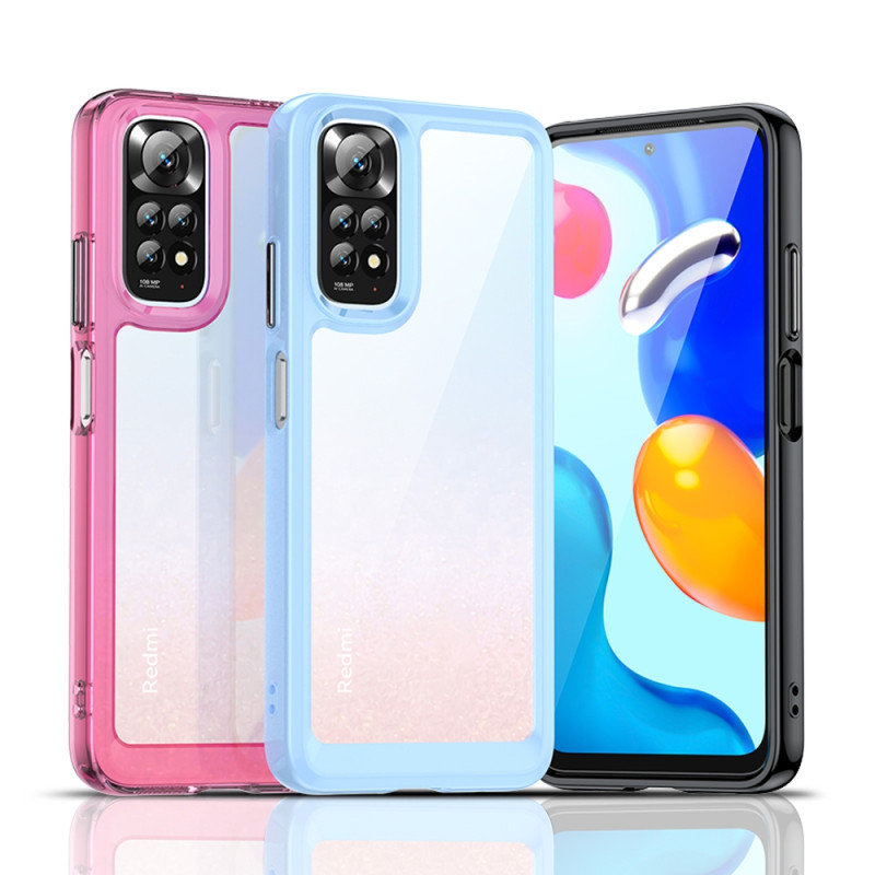 Outer Space Case dėklas Xiaomi Redmi Note 11 kietu dangteliu su gelio rėmeliu raudonu