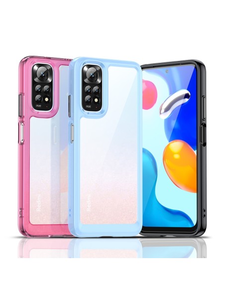 Outer Space Case dėklas Xiaomi Redmi Note 11 kietu dangteliu su gelio rėmeliu raudonu Outer Space Case dėklas Xiaomi Redmi Note 11 kietu dangteliu su gelio rėmeliu raudonu