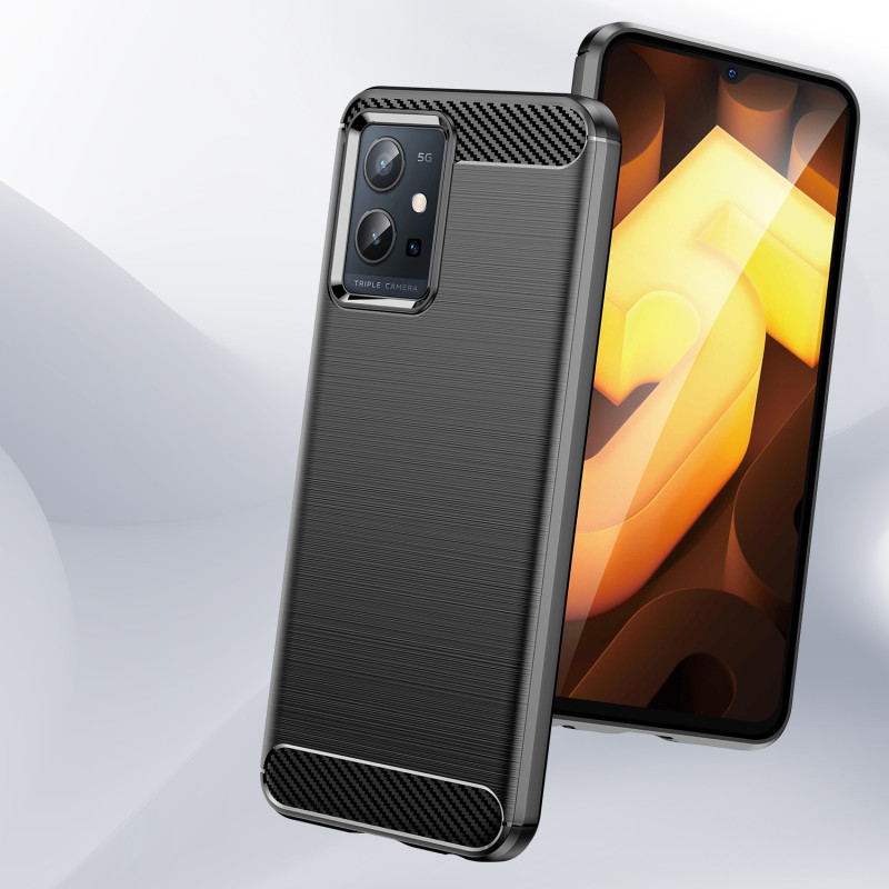 Carbon Case lankstus dangtelis Vivo Y55 / Y75 / Y33s / iQOO Z6 / iQOO U5 juodas