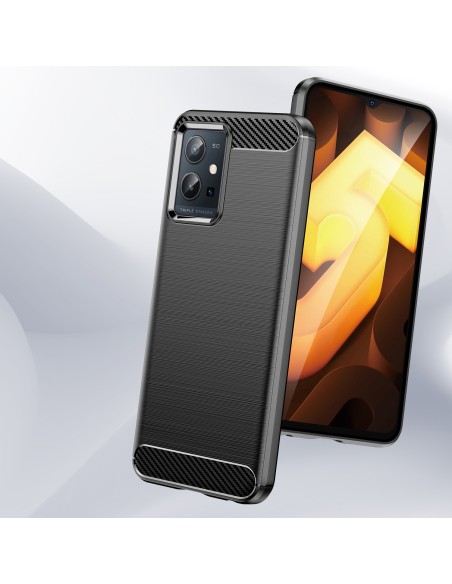 Carbon Case lankstus dangtelis Vivo Y55 / Y75 / Y33s / iQOO Z6 / iQOO U5 juodas Carbon Case lankstus dangtelis Vivo Y55 / Y75 / Y33s / iQOO Z6 / iQOO U5 juodas