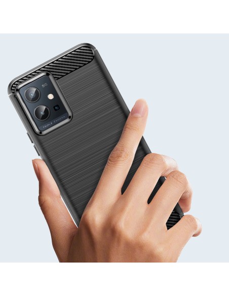 Carbon Case lankstus dangtelis Vivo Y55 / Y75 / Y33s / iQOO Z6 / iQOO U5 juodas Carbon Case lankstus dangtelis Vivo Y55 / Y75 / Y33s / iQOO Z6 / iQOO U5 juodas