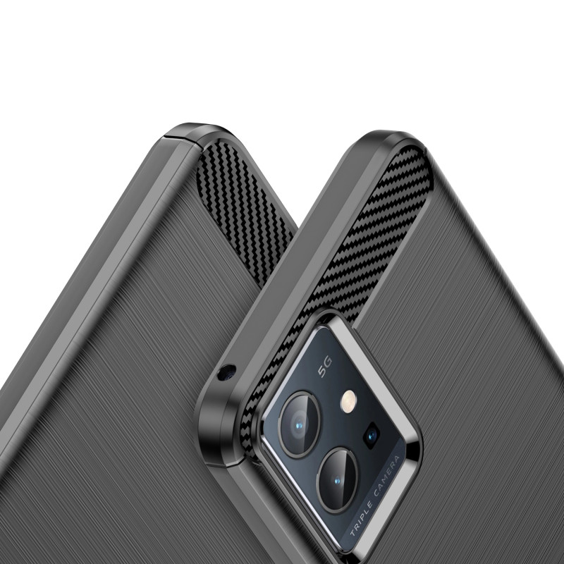 Carbon Case lankstus dangtelis Vivo Y55 / Y75 / Y33s / iQOO Z6 / iQOO U5 juodas