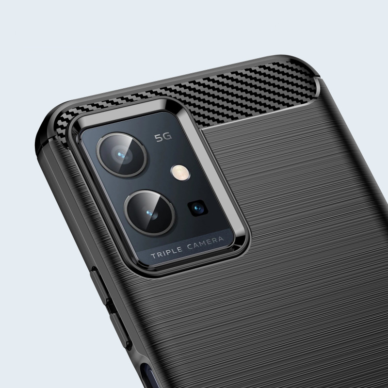 Carbon Case lankstus dangtelis Vivo Y55 / Y75 / Y33s / iQOO Z6 / iQOO U5 juodas