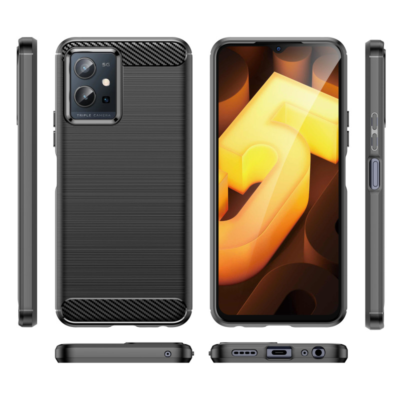 Carbon Case lankstus dangtelis Vivo Y55 / Y75 / Y33s / iQOO Z6 / iQOO U5 juodas