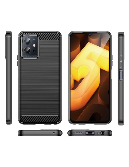 Carbon Case lankstus dangtelis Vivo Y55 / Y75 / Y33s / iQOO Z6 / iQOO U5 juodas Carbon Case lankstus dangtelis Vivo Y55 / Y75 / Y33s / iQOO Z6 / iQOO U5 juodas