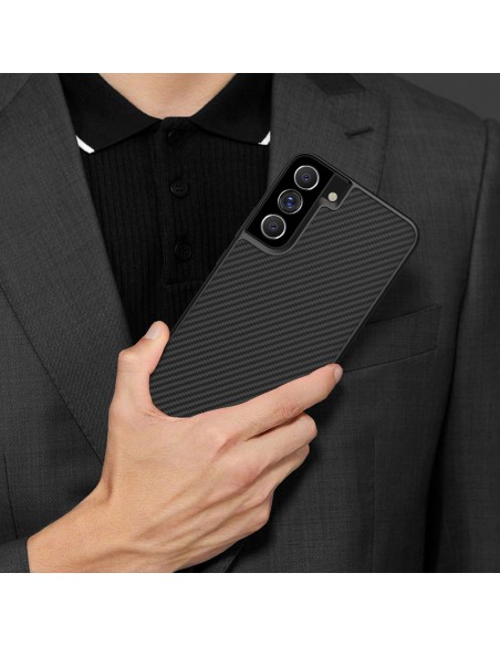 Nillkin Synthetic Fiber Case šarvuotas dėklo dangtelis Samsung Galaxy S22+ (S22 Plus) juodas Nillkin Synthetic Fiber Case šarvuotas dėklo dangtelis Samsung Galaxy S22+ (S22 Plus) juodas